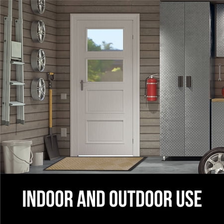 GORILLA GRIP Outside Doormat, WeatherMax Waterproof Indoor Outdoor Door Mat, 29x17 Beige Diamond