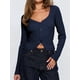 thumbnail image 4 of Cárdigan de Larga para Mujer, Suéter Corto de Punto Abierto, Chaqueta con Cuello en V y Botones para Otoño Azul Marino S, 4 of 10