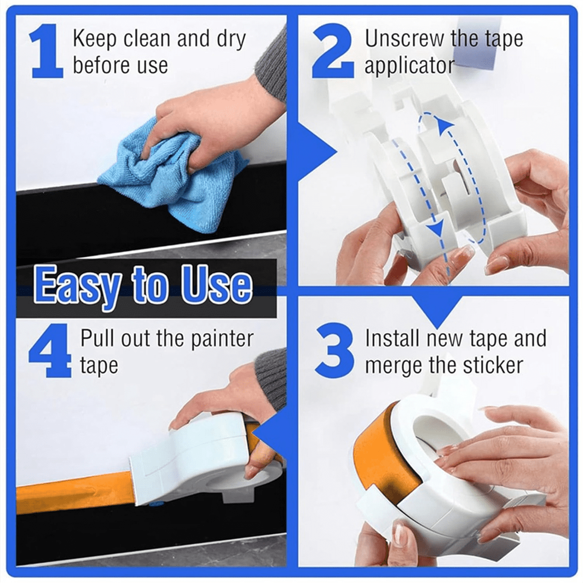 6PCS Set Masking Paint Tape Applicator, Painters Applicator Tool with 5 Rolls Trim and Dispenser