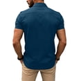 thumbnail image 3 of Boyscolos Men’s Contrast Trim Shirt Short Sleeve Breathable Top Stretch Lightweight Casual Golf Work Summer Shirts 3 Buttons Blue XL, 3 of 3