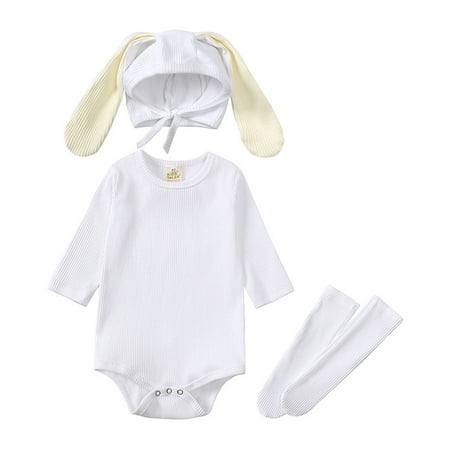 

Qufokar Baby Boys Gifts Baby Boy Jacket 3-6 Months Baby Boys Girls Bunny Outfits Ribbed Bodysuit Romper With Long Bunny Ear Hat Socks Clothes Set
