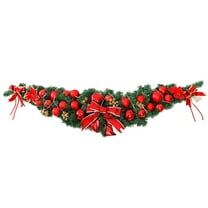 Christmas Garland Artificial Greenery with Bows and Berries for Staircase Mantle, Indoor Outdoor Holiday Decor for Home Front Door,Wall Porch,Fireplace Table Centerpiece,Winter Vine Decoration