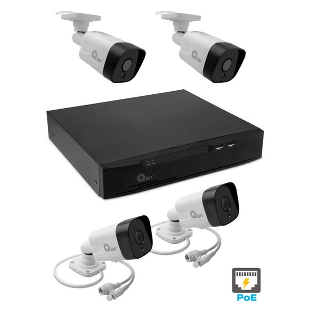 Kit DE Video Vigilancia Qian QET-N0854 NVR 8 Canales Almacenamiento 1TB HDD 4 Cámaras IP POE 5 MP