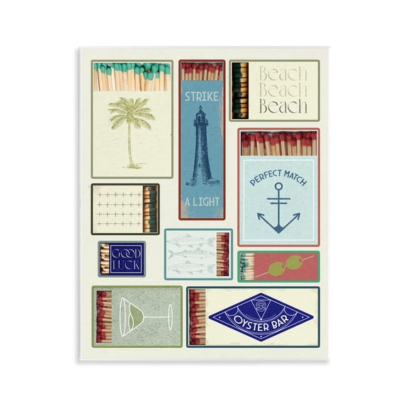 Stupell Industries Nautical Theme Matchboxes Food & Beverage Painting Unframed Art Print Wall Art, 11 x 14