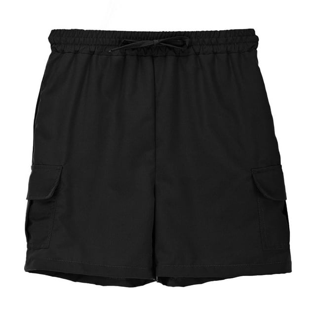MIASHUI Boys Cargo Shorts Summer Drawstring Stretch Waist Sports Pants with Pocket,Black,9-10 Years