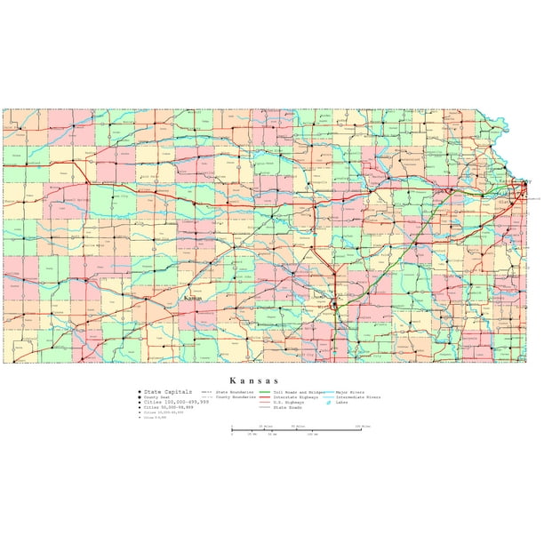 Laminated Map - Printable color Map of Kansas Poster 24 x ... Laminated Map - Printable color Map of Kansas Poster 24 x ...