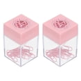 thumbnail image 1 of Soporte de clip de papel magnético Uxcell, 2 piezas organizador de clips de papel de gran capacidad para escritorio, rosa, 1 of 6