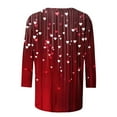 thumbnail image 4 of Tops for Women 3/4 Sleeve Valentine's Day Printed Casual Round Neck T-shirt Loose Shirt Multicolor XXXL, 4 of 5
