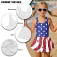 thumbnail image 4 of DISNIMO Star Stripe Printed Girls One Piece Swim Dress Hawaiian Beach Swimsuit with Skirt Quick Dry Swimwear Sleeveless Bathing Suit Size 3-13, 4 of 8