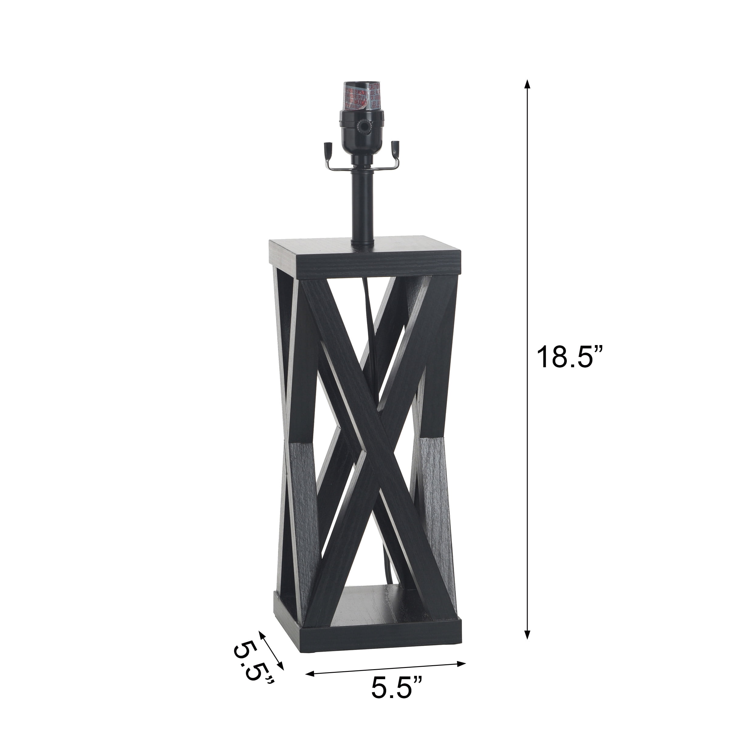 Better Homes and Gardens Crossmill Black Large Table Lamp Base, 5.5"L x 5.5"W x 18.5"H