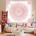 thumbnail image 6 of Pink Boho Wall Tapestry for Bedroom, Mandala Hippie Cute Floral Tapestries Teen Girl Room Decor, Bohemian Pink and White Poster Wall Hanging Art Aesthetic for Living Room Dorm, 6 of 9