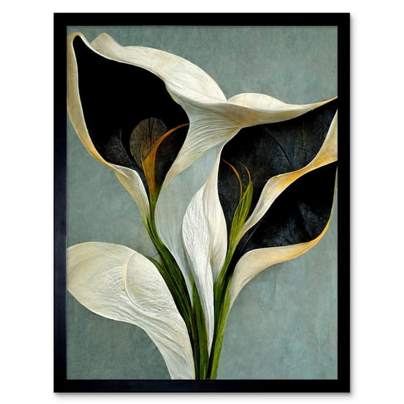 White Calla Lily Flower Pistil Bouquet Elegant Art Print Framed Poster Wall Decor 12x16 inch