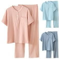 thumbnail image 4 of WREESH Womens Pajama Sets Home Clothes Pocket Shorts Sleeve Pants Pajamas Two Piece Sets Pink, 4 of 4