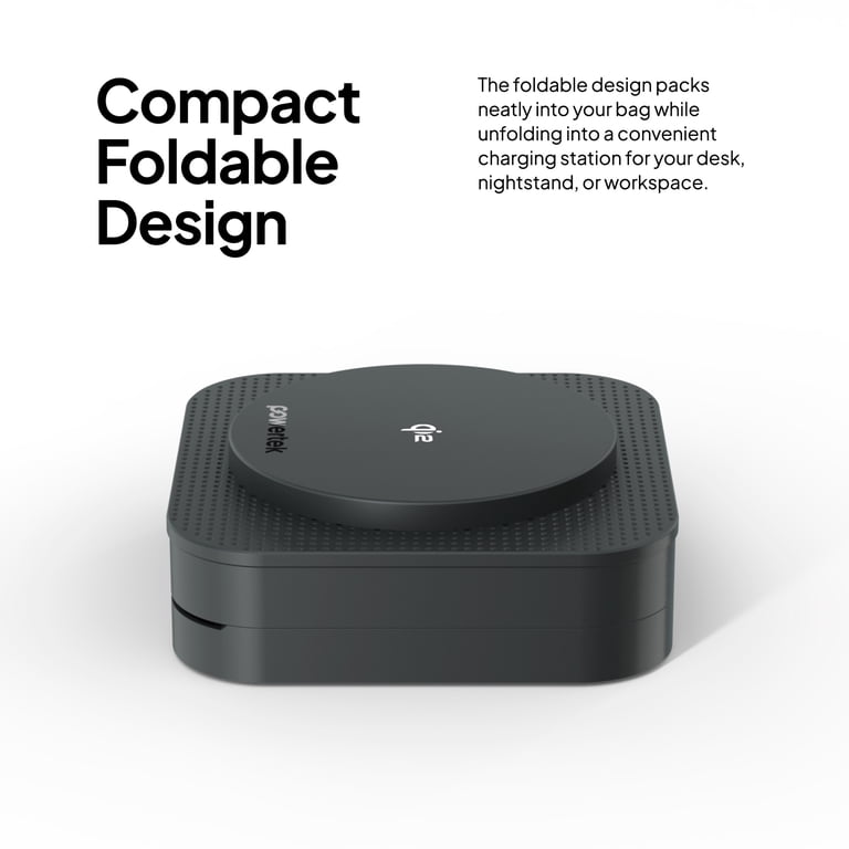 Powertek 3-in-1 Qi2 Wireless Charging Station, Black photo 4