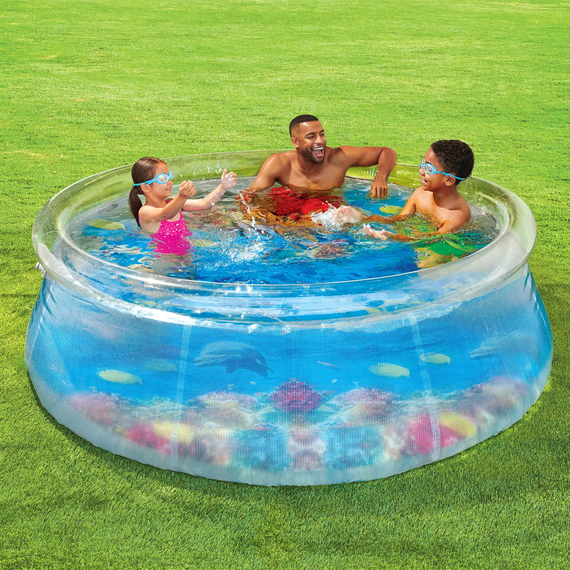 eaone-8-foot-round-3d-transparent-quick-set-above-ground-pool-with-2