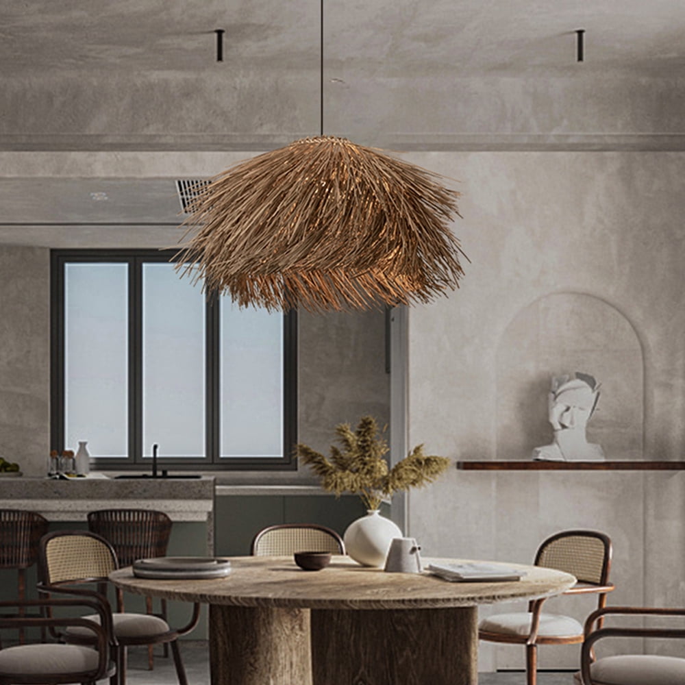 UEEYAC Hand-Woven Rattan Lamps Wabi-sabi Chandeliers Rural Retro Rattan Chandelier