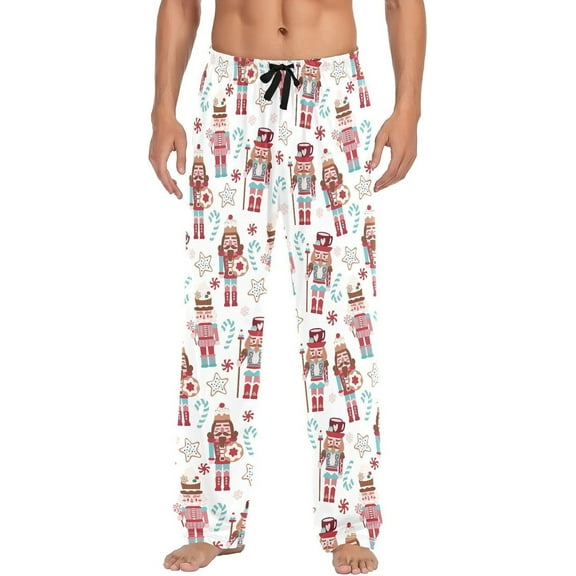 Top-kevin Christmas Cute Nutcracker Men's Cotton Pajama Pants Soft Comfy Sleep & Lounge Pants Pjs Bottoms with Pockets