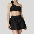 thumbnail image 6 of Women's High Waist Pleated Mini Skirt with Wide Waistband and Side Pockets - Medium, Black, 6 of 7
