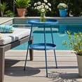 thumbnail image 2 of Hassch 2-Tier Round Metal Side Table, 12.6" Top Tray Indoor Outdoor Patio End Table with Adjustable Non-Slip Feet, Space-Saving Accent Table for Balcony Living Room, Navy Blue, 2 of 8