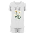 thumbnail image 6 of successthop Pajamas for Women Shorts and Shirt Lightweight Plus Size Floral Short Sleeve T-Shirt 2 Piece Shorts Loungewear L White, 6 of 6