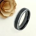 thumbnail image 2 of Men's Women's Tungsten Wedding Band Engagement Ring 6mm Brushed Black Ring With Steel Color Edges, SZ 13, 2 of 3
