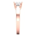 thumbnail image 3 of 1.11 ct Brilliant Princess Cut White Sapphire 14k Rose Gold Three-Stone Bridal Wedding Engagement Promise Anniversary Ring for Women size 5.25, 3 of 7