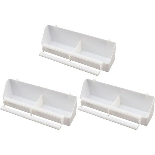 3 piezas, comedero para palomas, recipiente con ranuras, plato de alimentación, dispensador de comida para palomas, pollos, patos, aves de corral, blanco