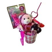 Happy Valentine's Day Kids Girl Gift Baskets,Cute Girl's Accessories,Scented Teddy Bear, Candy (Bundle with para SA ARAW) Hearts Pattern Tin Pail Gift Set., Multicolor