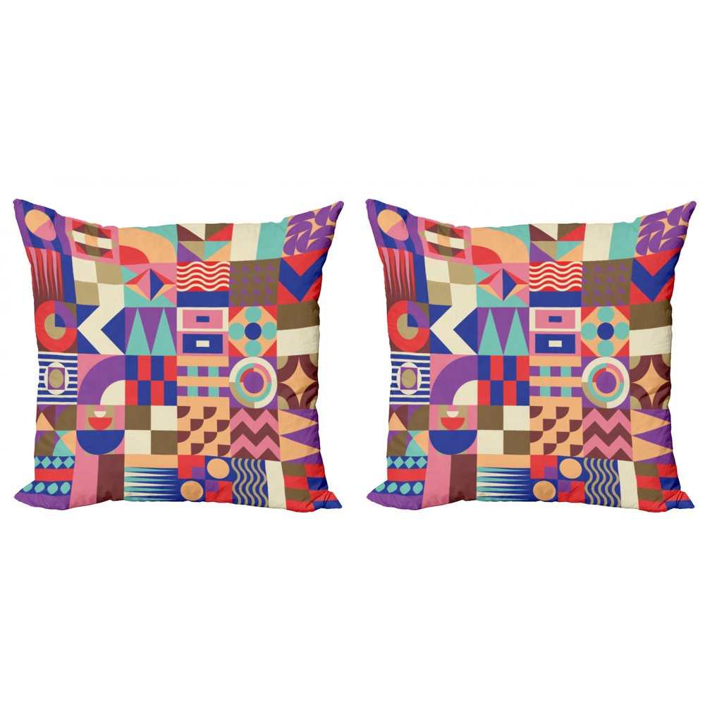 Geometric Throw Pillow Cushion Cover Pack of 2, Patchwork of Geometric
