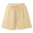 thumbnail image 6 of SOFTCCLO Shorts for Women 2026 Summer New Shorts Wide Leg Elastic Waist Outdoor Lounge Womens Shorts Beige L, 6 of 6