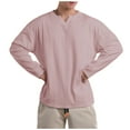 thumbnail image 5 of LEBONYARD Men's Clearance under $10,Tops for Men 2024,Men's Fashion Casual Pullover Solid Color Long Sleeve V-Neck Blouses Pink M, 5 of 5