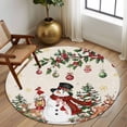 thumbnail image 2 of Large Round Rug 8Ft Washable Non-Slip, Rustic Christmas Snowman Circle Area Rugs for Living Room Bedroom, Xmas Snowflake Elk Tree Balls Indoor Floor Mats Carpet Runner for Home Decor, 2 of 8