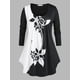 thumbnail image 1 of Talla grande ColorBlock Floral Print camiseta Rosegal  Mangas largas de talla grande, 1 of 5