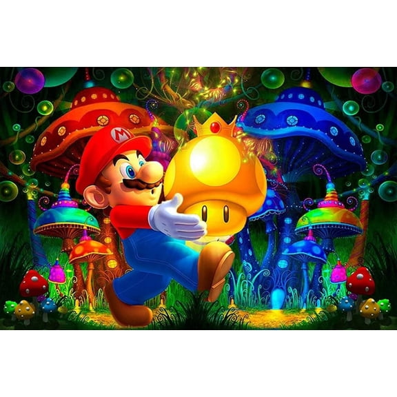 Mario DIY 5D Diamond Digital Painting Kit Crystal Rhinestone Embroidery Cross Stitch artwork Crafts Canvas wall decoration Birthday gift 12 X 16 inches