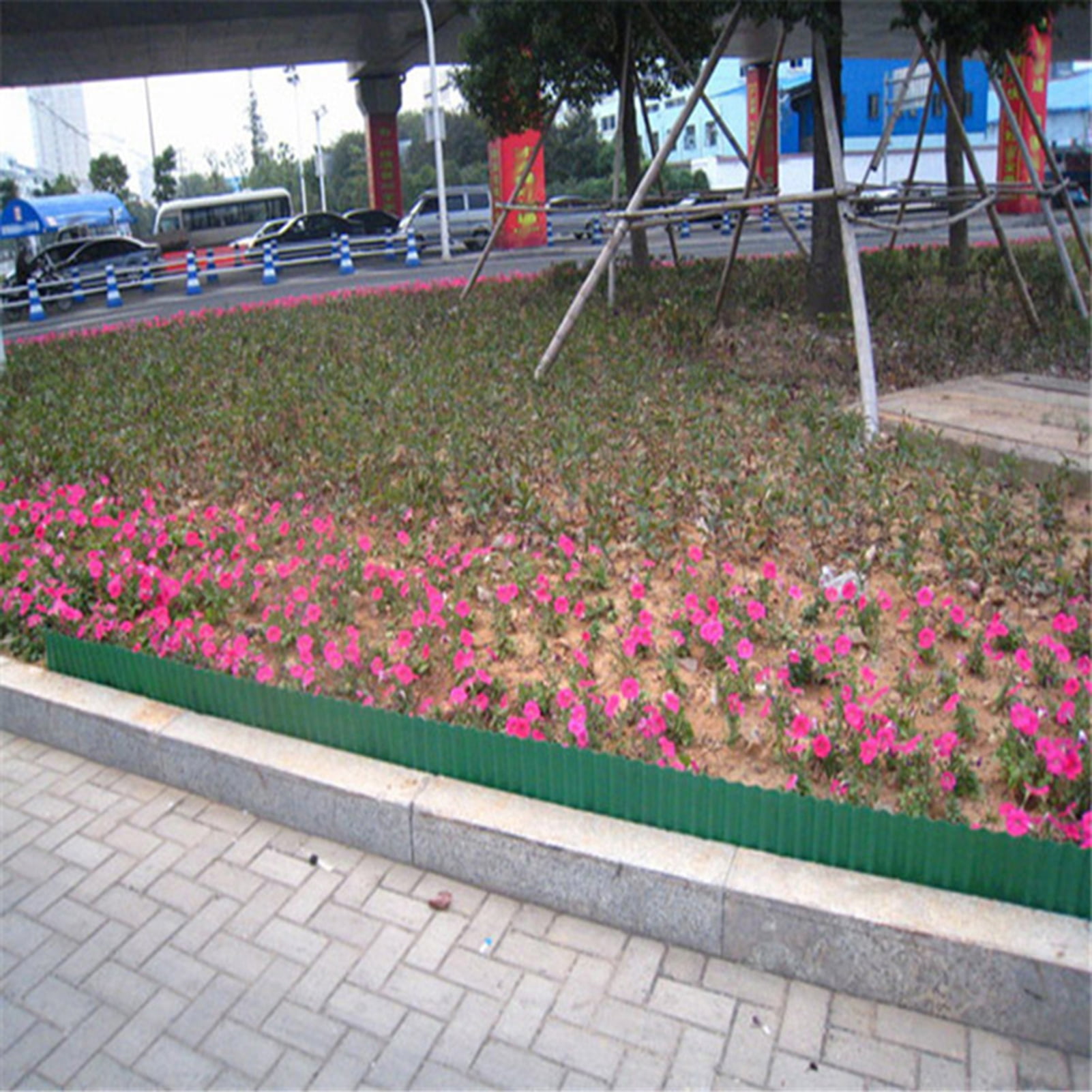 Zxareky 1 Roll Corrugated Fence Moisture-resistant Landscape Edging Border No Dig Bendable Garden Border Easy Installation Fence