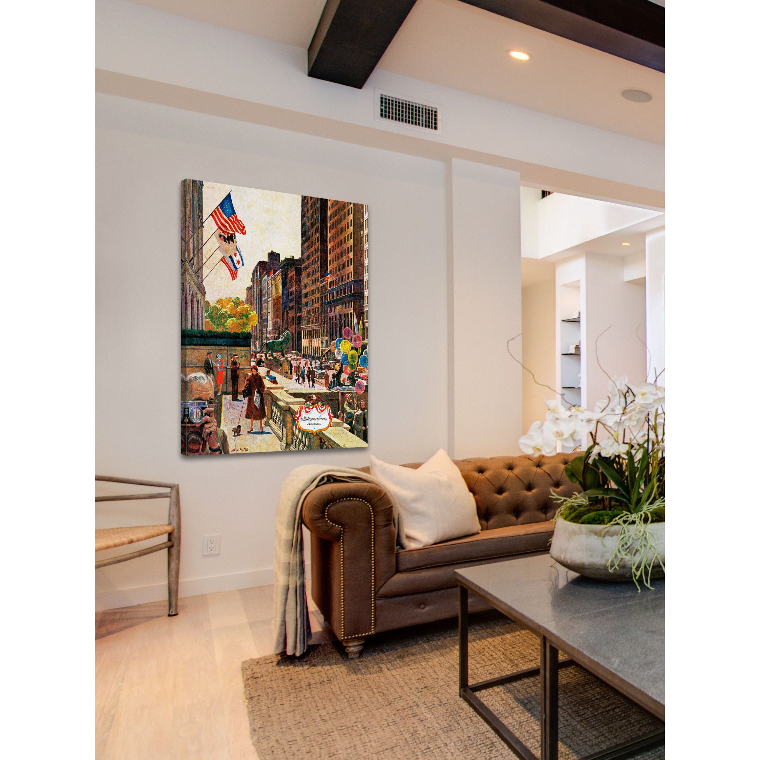 Marmont Hill "Michigan Avenue, Chicago" by John Falter Painting Print on Canvas