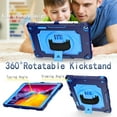 thumbnail image 5 of For iPad 10.2 Case 2021/2020/2019, iPad 9th/ 8th/ 7th Generation Case with Pencil Holder, Kickstand with Elastic Wrist Hand Strap Shoulder Strap Rugged Shockproof Cover, Navyblue+Lightblue, 5 of 6