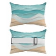 thumbnail image 2 of Pack of 2 Outdoor Lumbar Pillow Covers 12x20 Inch, Turquoise Waterproof Throw Pillow Covers Set, Ocean Wave Stripes Modern Abstract Beach Indoor&Outdoor Decorative Cushion Cases for Patio Porch Car, 2 of 7