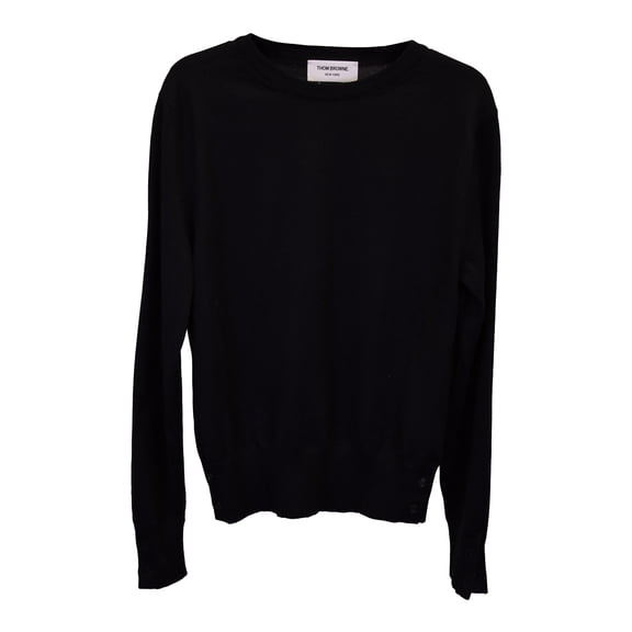 Pre-Owned Thom Browne Crew Neck Pullover in Black Merino Wool