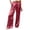 Red, variant on Women's Solid Color Satin Loose Straight Leg Pants With Button And Zipper Elastic Waist