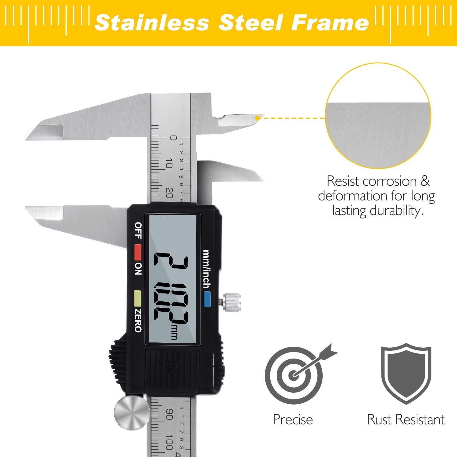 Digital Caliper, 0-6" Calipers Measuring Tool - Electronic Micrometer Caliper with Large LCD Screen, Auto-Off Feature, Inch and Millimeter Conversion
