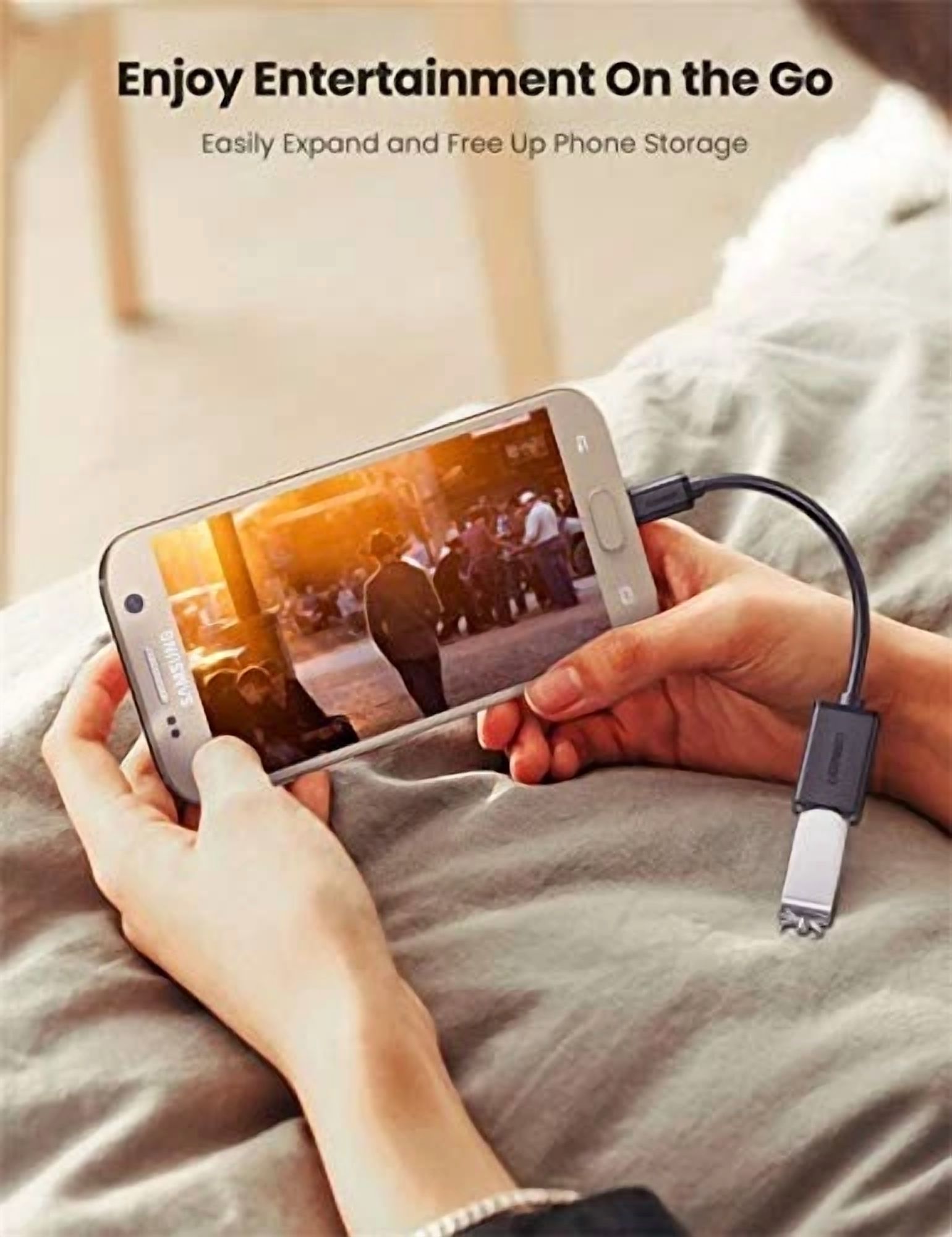 RHEA- Micro Usb 2.0 Otg Cable On The Go Adapter Male Micro Usb To Female Usb Black