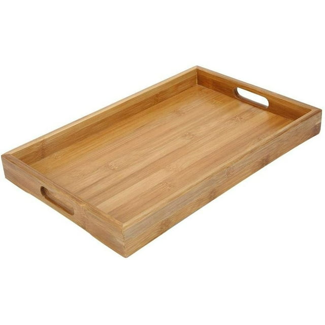 Wood Serving Tray with Handles,Solid Wooden Serving Tray,Dinner Trays