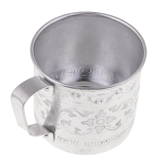 Transemion Captivating Thailand Tin Cup Drinkware Elegant Asian Tin Can Mug With Exquisite Carved Flower Accents Drinking Water Cup