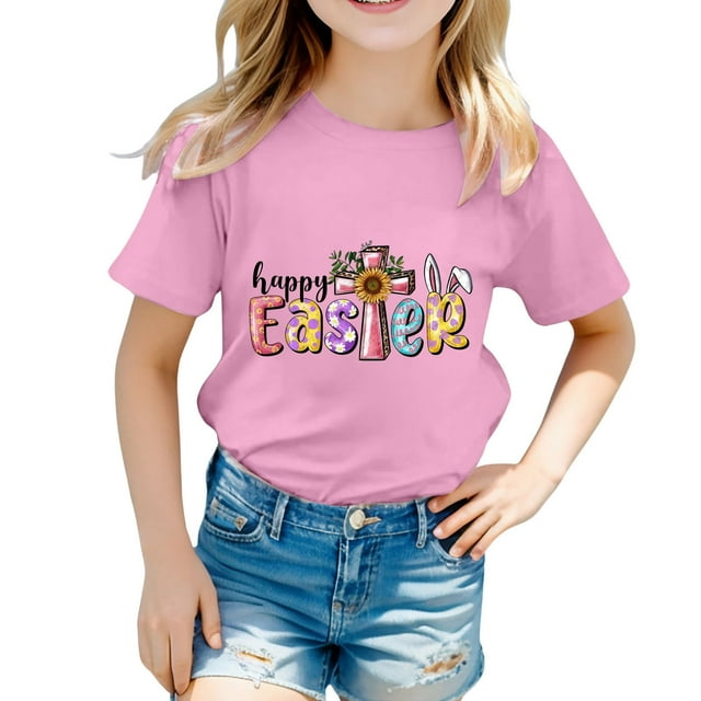 EHQJNJ Tenue de Pâques pour Bébé Garçon, T-Shirt Graphique Mignon Col Rond Manches Courtes Été Décontracté