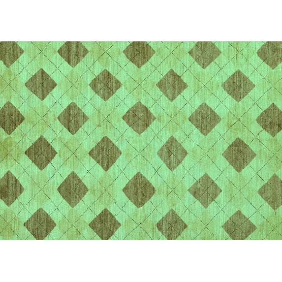 Ahgly Company Machine Washable Indoor Rectangle Abstract Turquoise Blue Modern Area Rugs, 6' x 9'