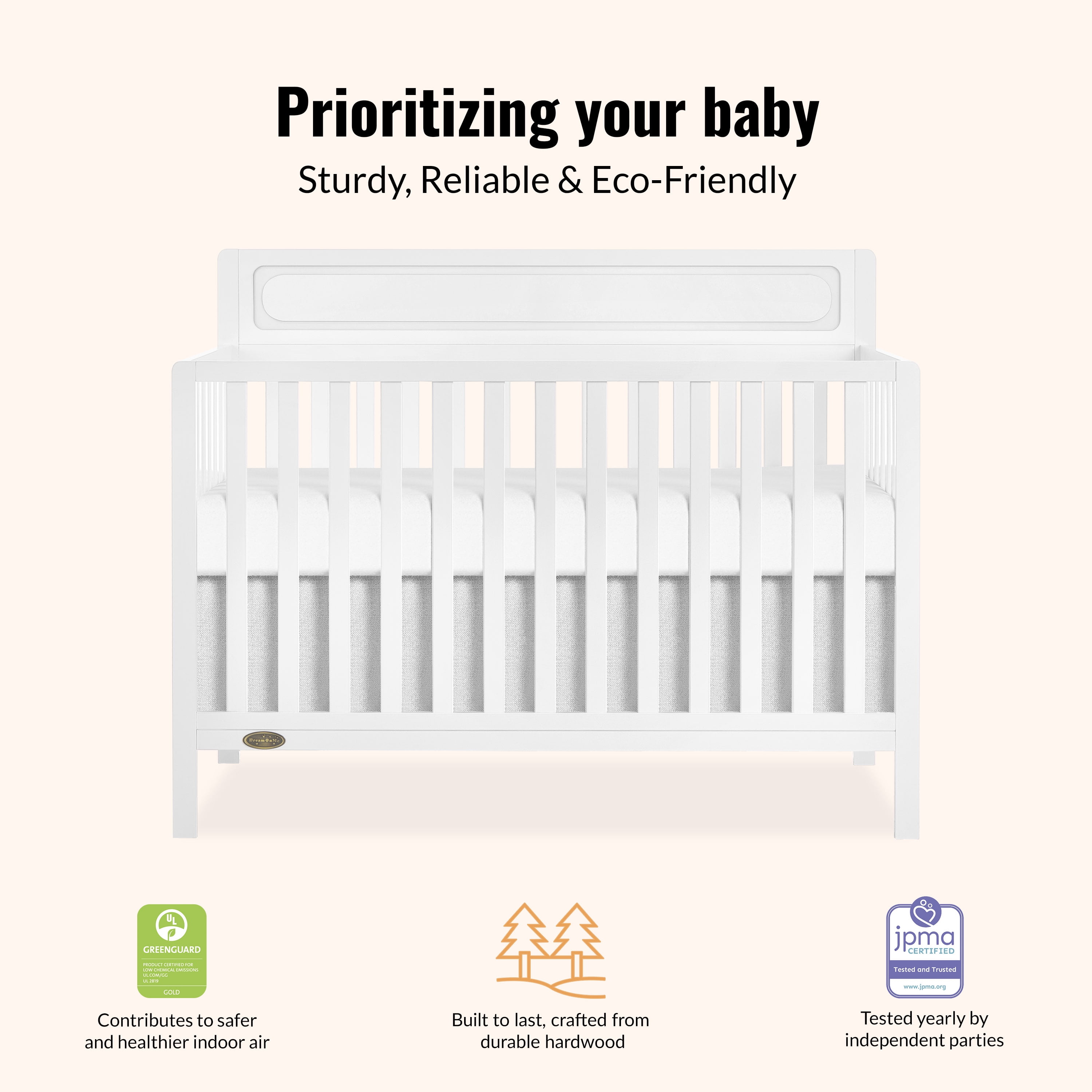 Dream On Me Avery Convertible Crib, White