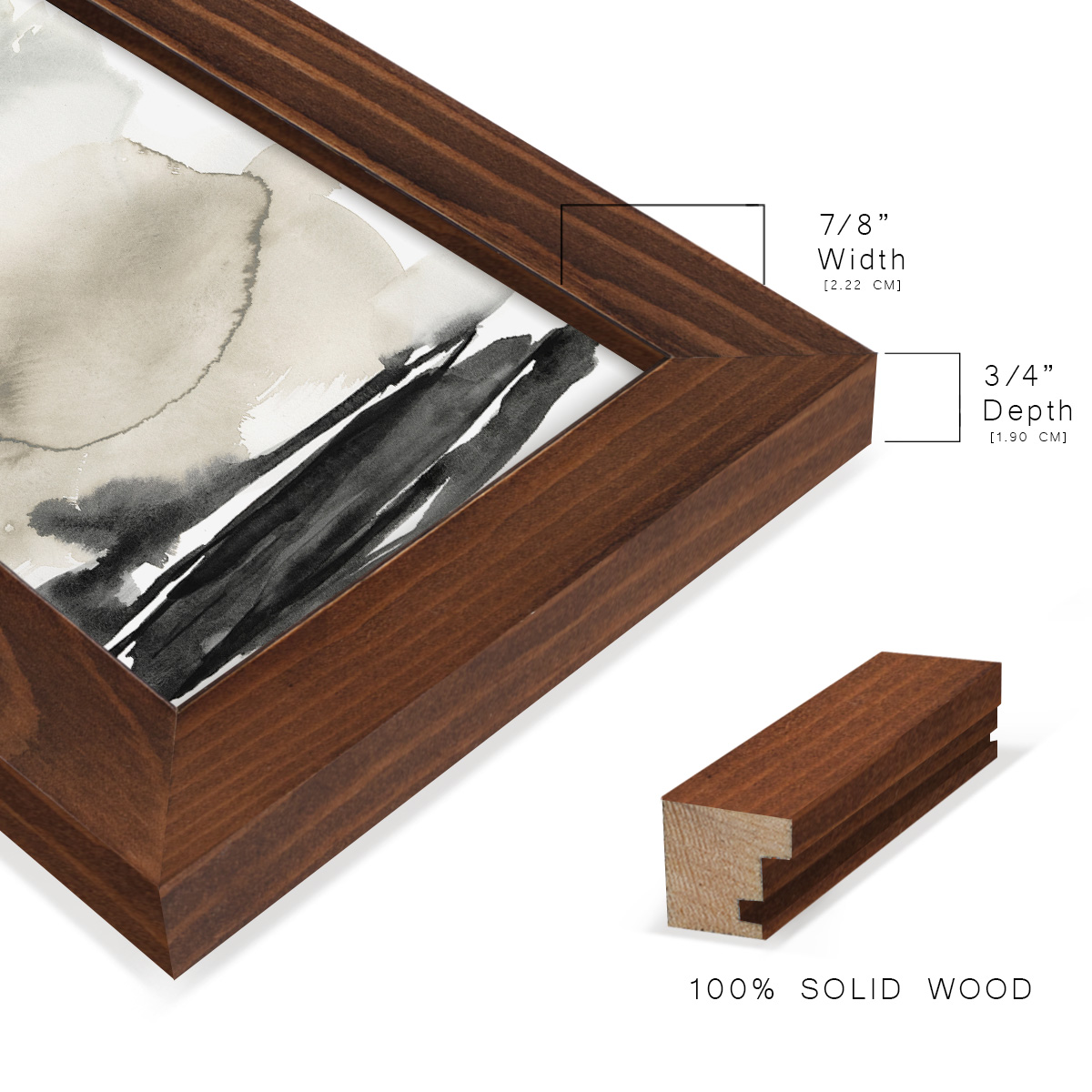 Ebony Horizon Triptych II - Framed Print w/glass - Chestnut