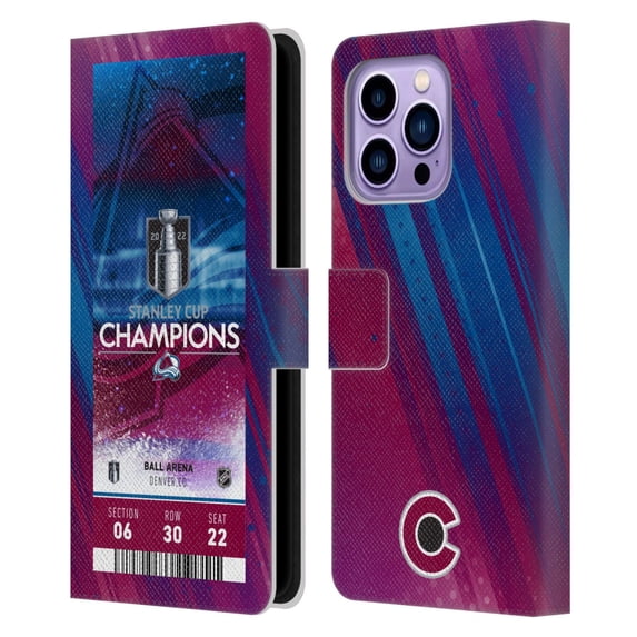 Head Case Designs Officially Licensed NHL 2022 Stanley Cup Champions Colorado Avalanche Ticket Leather Book Wallet Case Cover Compatible with Apple iPhone 14 Pro Max