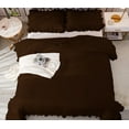 thumbnail image 6 of 3 Piece Luxury Vintage Ruffle Pattern Comforter By D.N.G. BEDDINGS Set Premium Super Soft, All Season, 800 Thread Count 100% Egyptian Cotton Twin/Twin XL Size Chocolate Color, 6 of 8